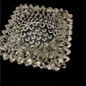 Vintage Fenton  Hobnail Salt Cellar, Votive Holder, pointed hobnail clear glass